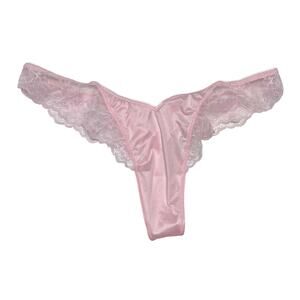 Victoria's Secret Rose Lace-Trim High-Leg Thong Panty Angel Pink Size XL